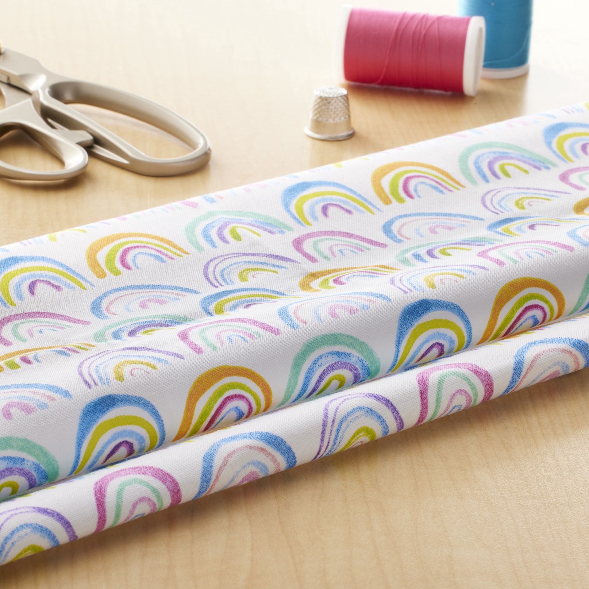slide 4 of 4, Multicolor Rainbow Cotton Fabric By Loops & Threads, 18 in x 21 in