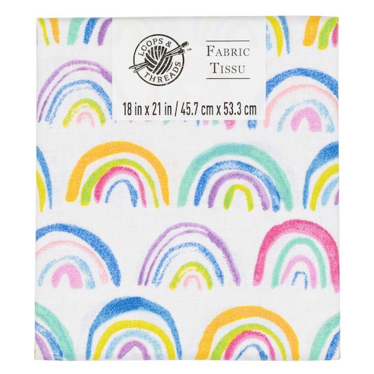 slide 1 of 4, Multicolor Rainbow Cotton Fabric By Loops & Threads, 18 in x 21 in