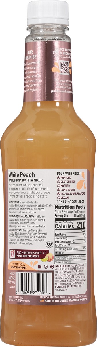 slide 6 of 13, Master of Mixes Handcrafted White Peach Cocktail Mixer - 33.8 fl oz, 33.8 fl oz