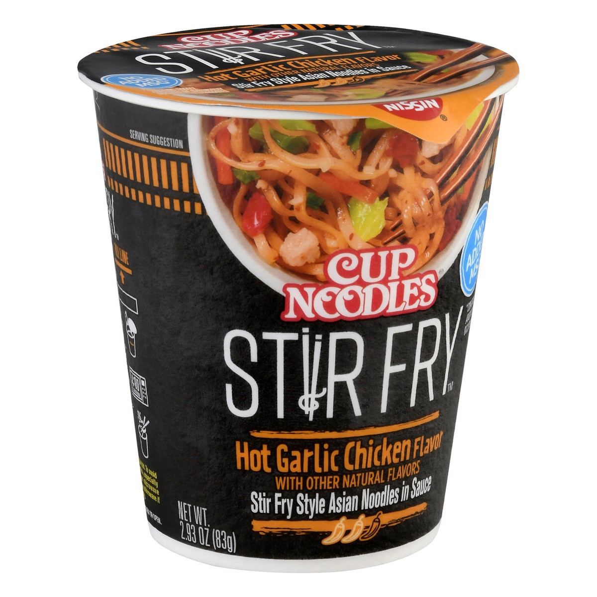 slide 2 of 9, Nissin Cup Noodles Stir Fry Hot Garlic Chicken Flavor Asian Noodles in Sauce 2.93 oz, 2.93 oz