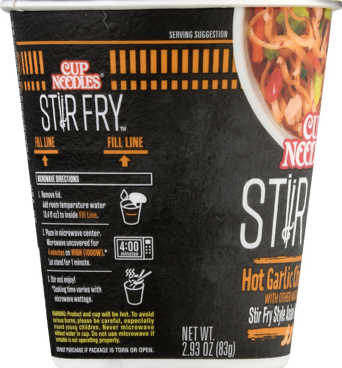 slide 7 of 9, Nissin Cup Noodles Stir Fry Hot Garlic Chicken Flavor Asian Noodles in Sauce 2.93 oz, 2.93 oz