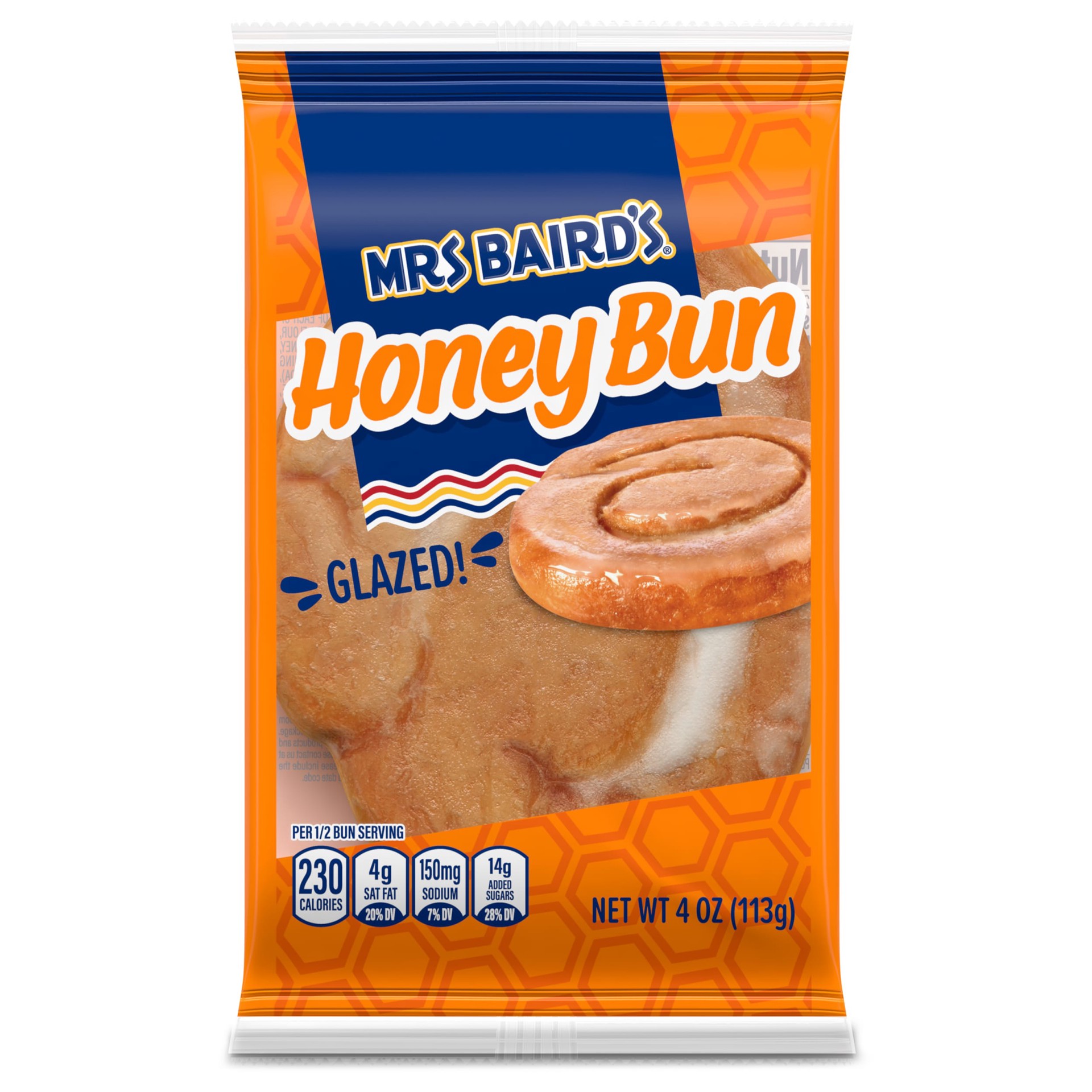 slide 1 of 11, Mrs. Baird's Glazed Honey Bun, 4 oz, Pastries, Bag, 3 oz