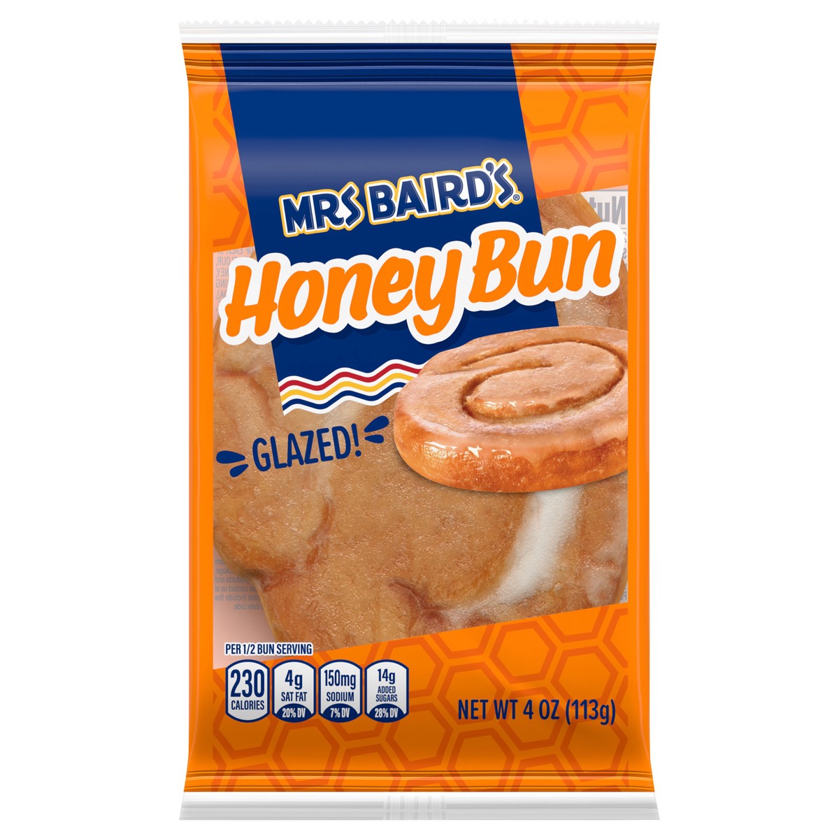 slide 1 of 11, Mrs. Baird's Glazed Honey Bun, Individual, 4 oz, 3 oz