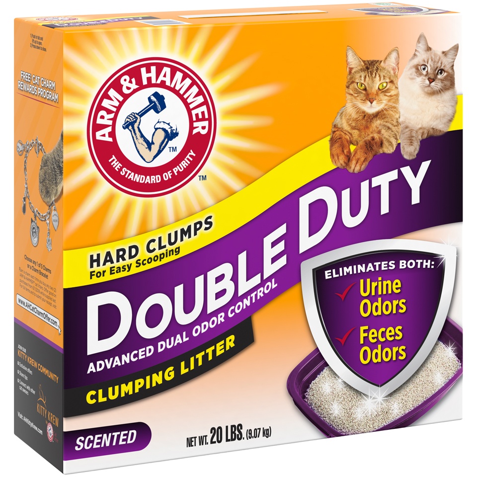 slide 2 of 3, ARM & HAMMER Double Duty Advanced Dual Odor Control Clumping Cat Litter, 20 lb