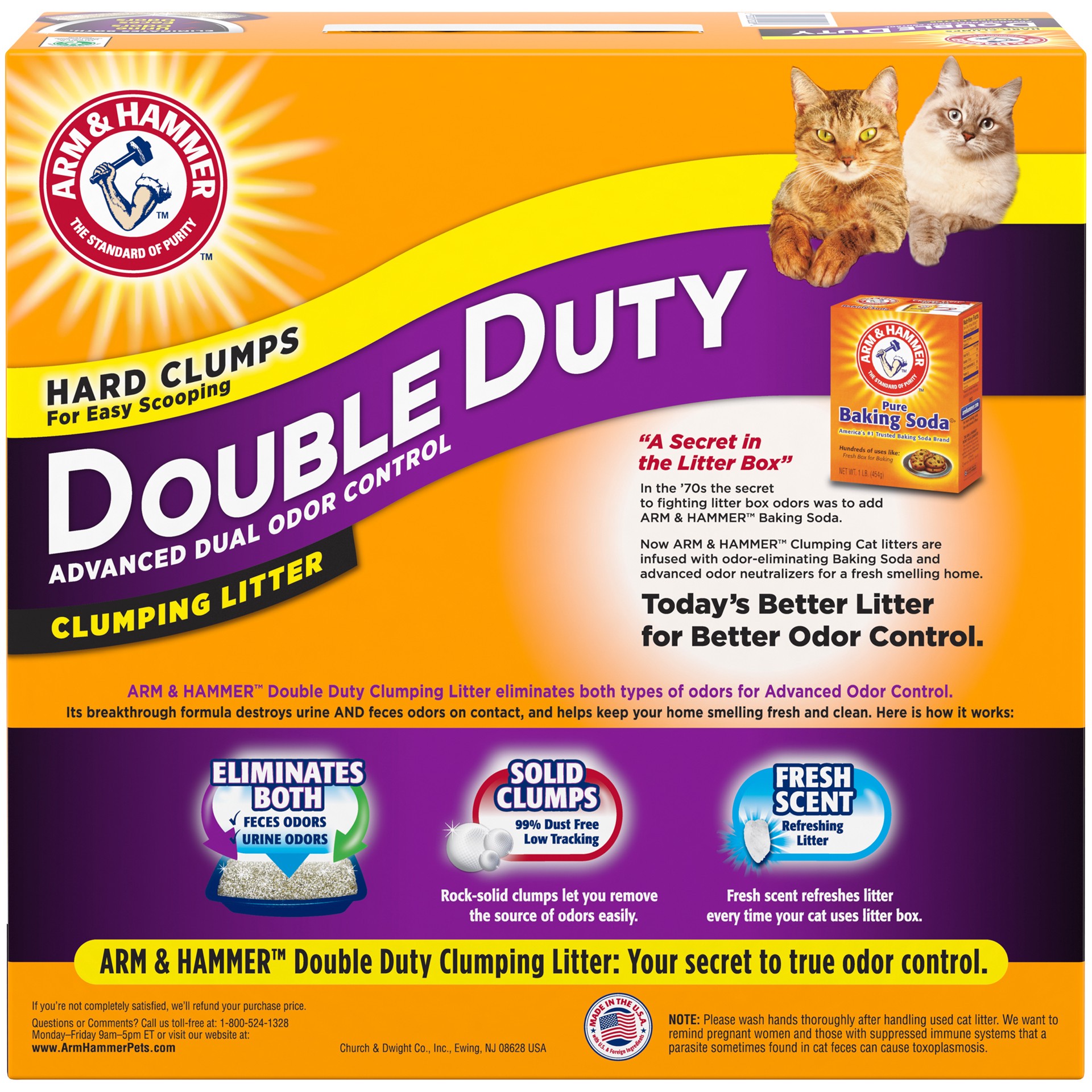 slide 5 of 5, ARM & HAMMER Double Duty Advanced Dual Odor Control Clumping Cat Litter, 20 lb