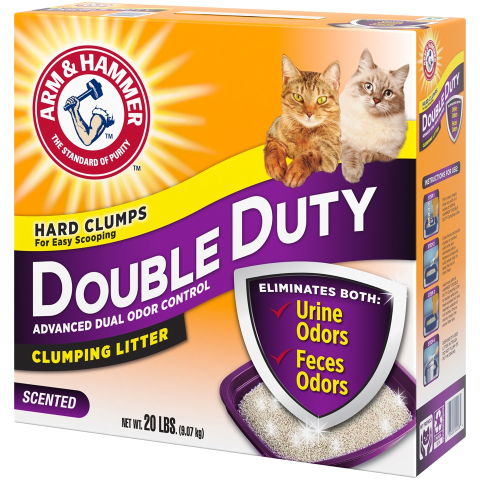 slide 3 of 3, ARM & HAMMER Double Duty Advanced Dual Odor Control Clumping Cat Litter, 20 lb