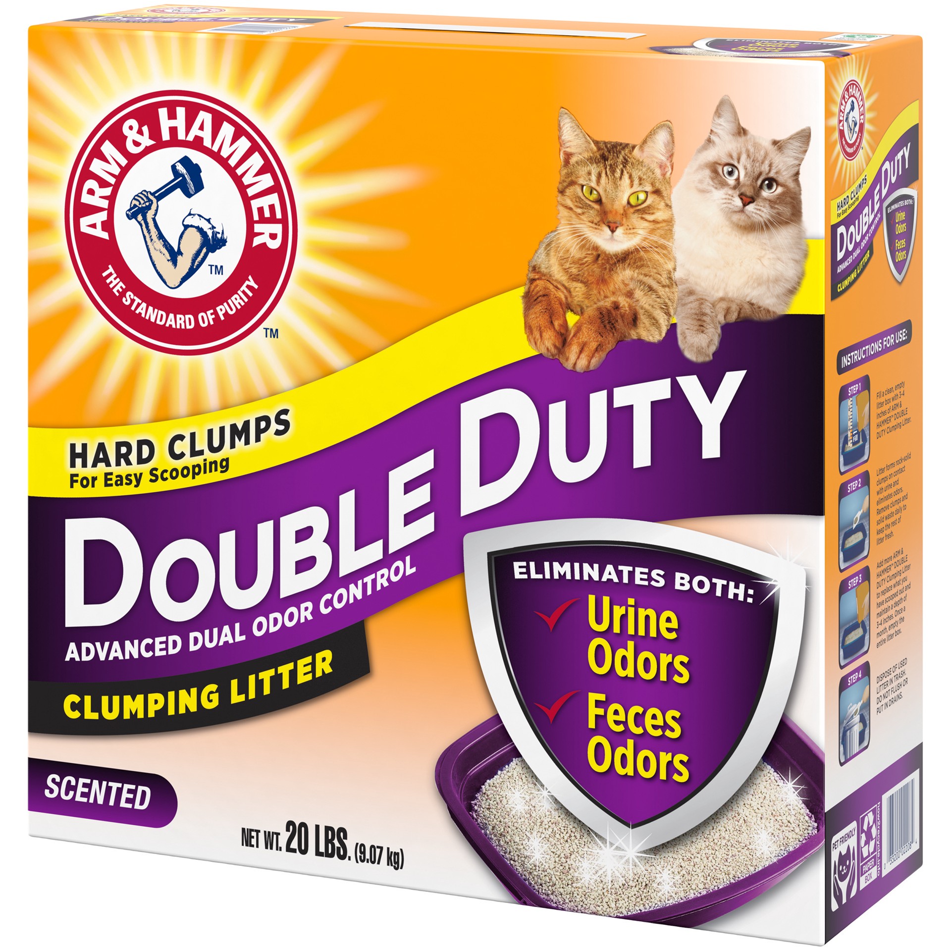 slide 4 of 5, ARM & HAMMER Double Duty Advanced Dual Odor Control Clumping Cat Litter, 20 lb