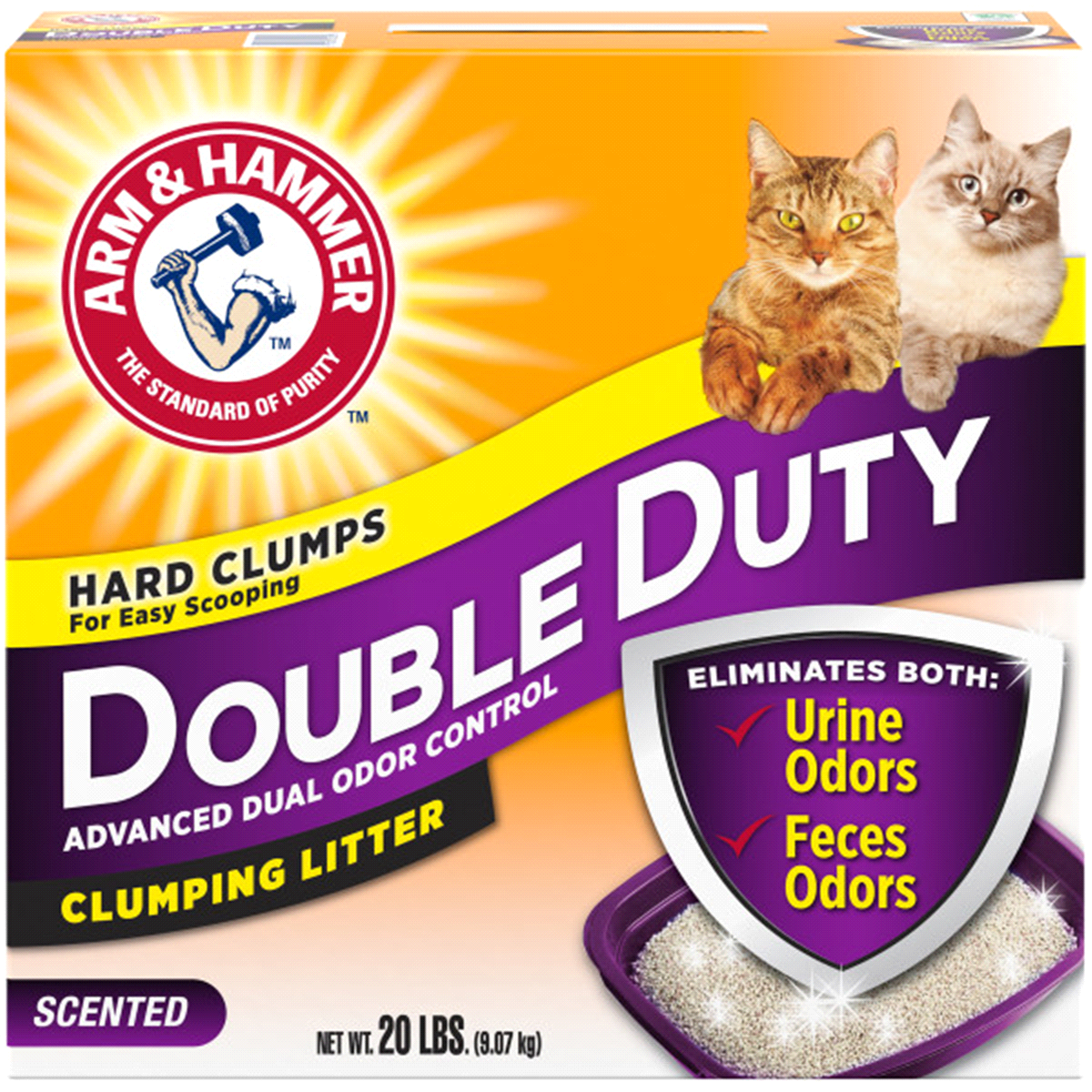 slide 1 of 3, ARM & HAMMER Double Duty Advanced Dual Odor Control Clumping Cat Litter, 20 lb
