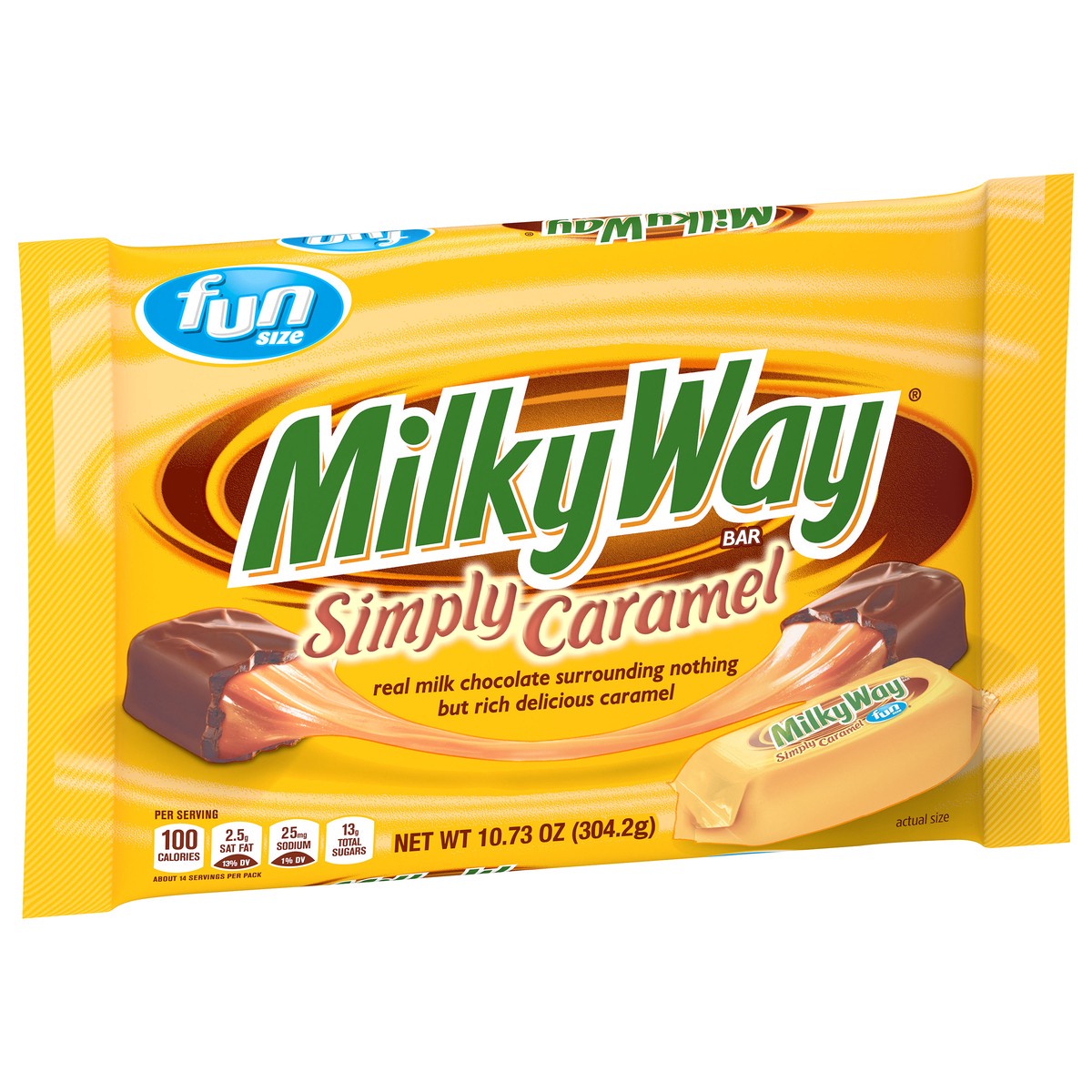 slide 5 of 9, MILKY WAY Fun Size Caramel Milk Chocolate Candy Bars, 10.73 oz Bag, 10.73 oz