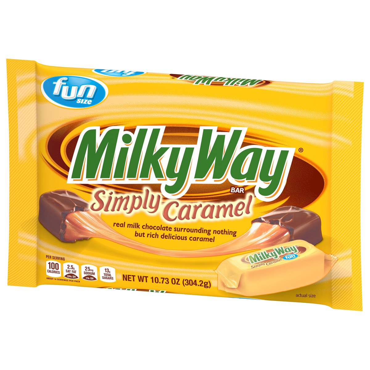 slide 7 of 9, MILKY WAY Fun Size Caramel Milk Chocolate Candy Bars, 10.73 oz Bag, 10.73 oz