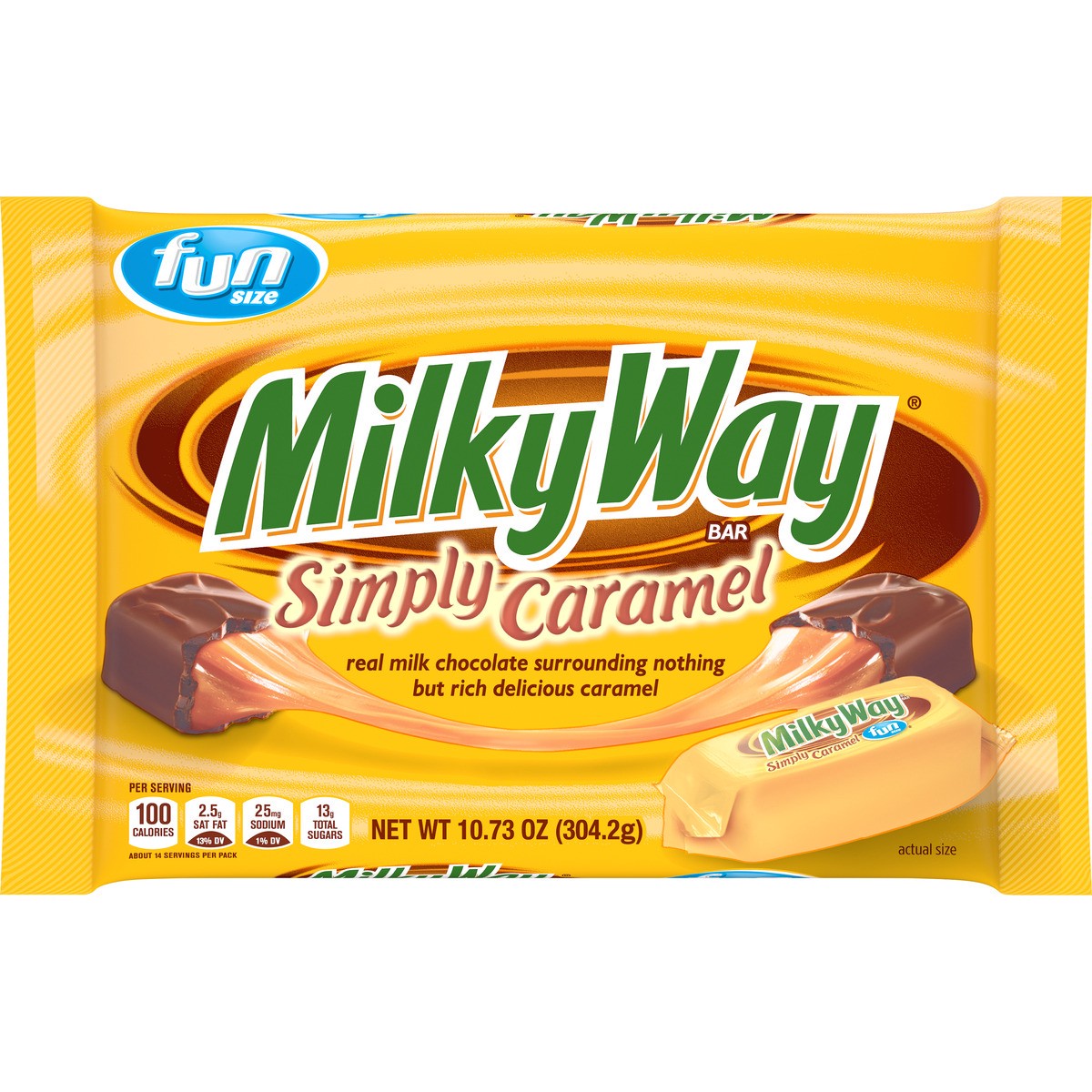 slide 4 of 9, MILKY WAY Fun Size Caramel Milk Chocolate Candy Bars, 10.73 oz Bag, 10.73 oz