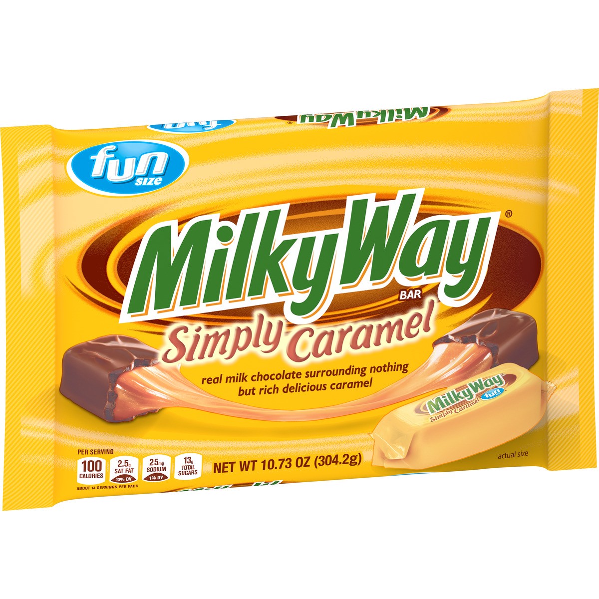 slide 3 of 9, MILKY WAY Fun Size Caramel Milk Chocolate Candy Bars, 10.73 oz Bag, 10.73 oz