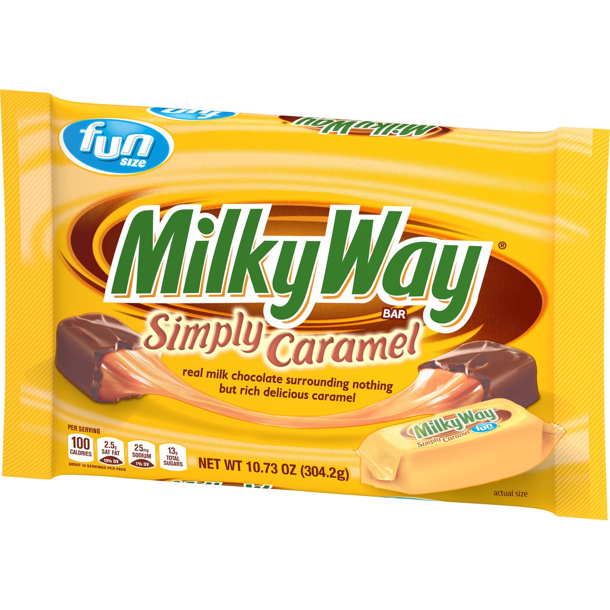 slide 2 of 9, MILKY WAY Fun Size Caramel Milk Chocolate Candy Bars, 10.73 oz Bag, 10.73 oz