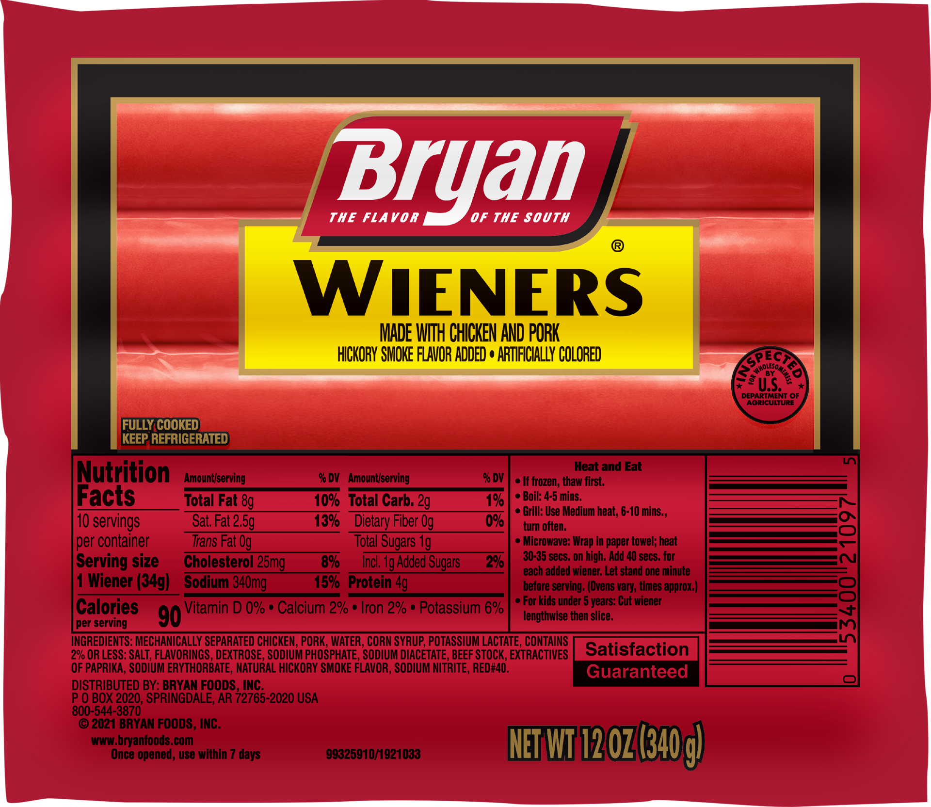 slide 1 of 11, Bryan Hickory Smoke Wieners, 10 Count, 12 oz