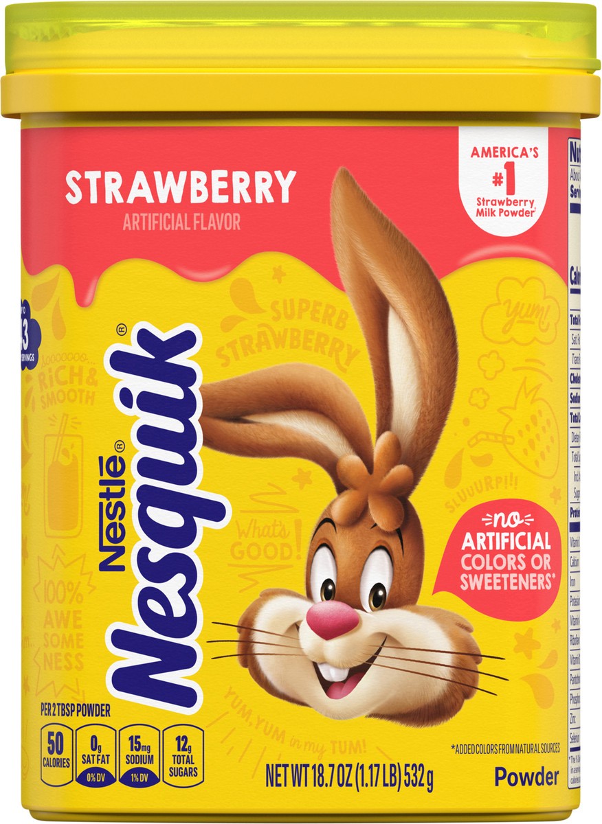 slide 7 of 8, Nesquik Strawberry Flavor Powder Drink Mix Canister - 18.7 oz, 18.7 oz