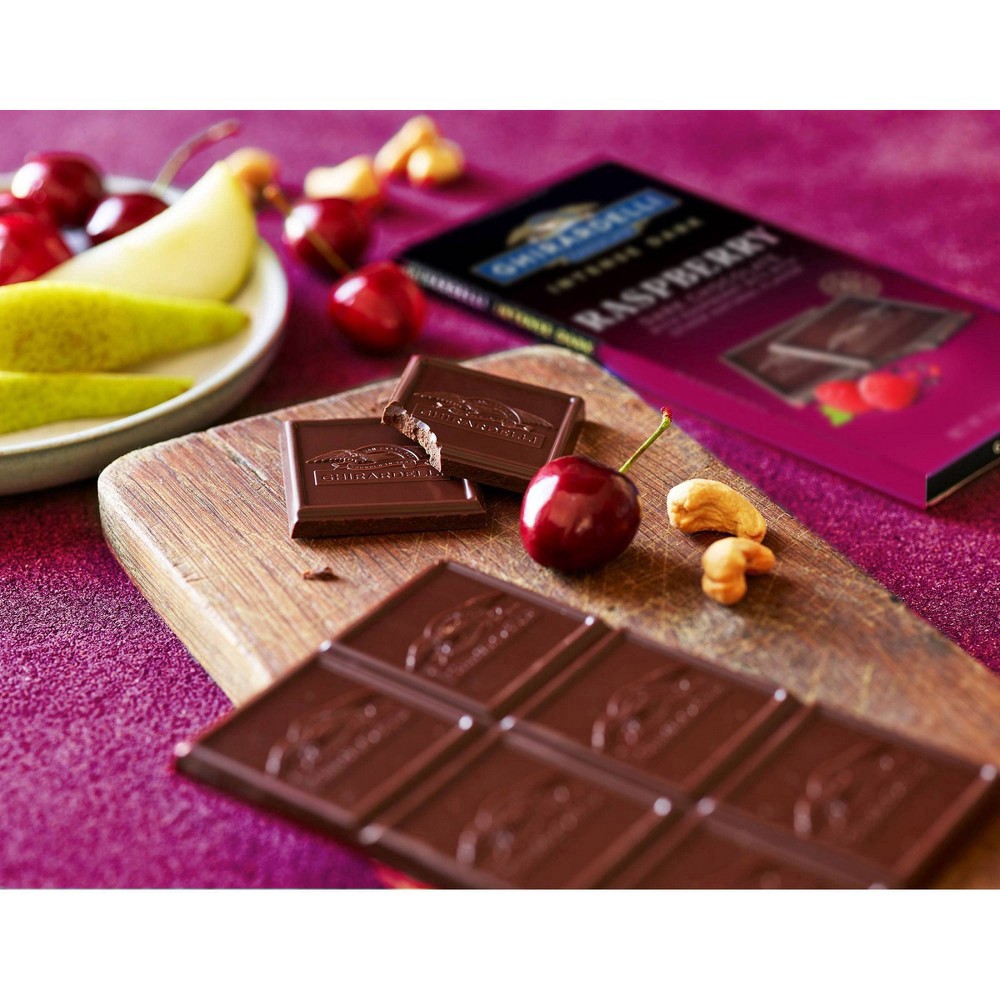 slide 4 of 9, Ghirardelli Intense Dark Chocolate Raspberry Radiance Bar - 3.5oz, 3.5 oz