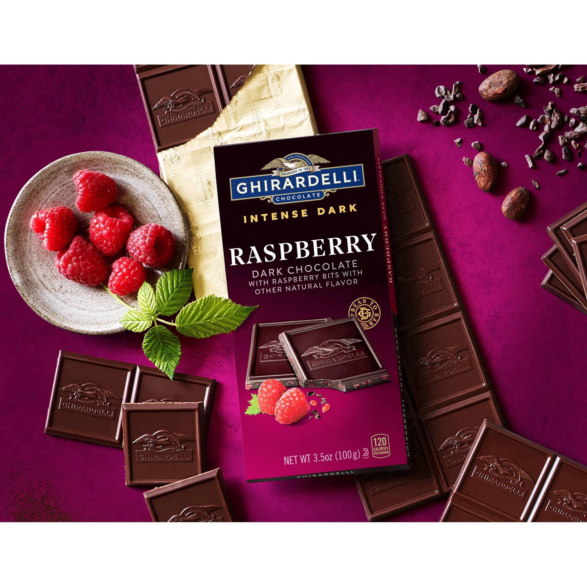 slide 7 of 9, Ghirardelli Intense Dark Chocolate Raspberry Radiance Bar - 3.5oz, 3.5 oz