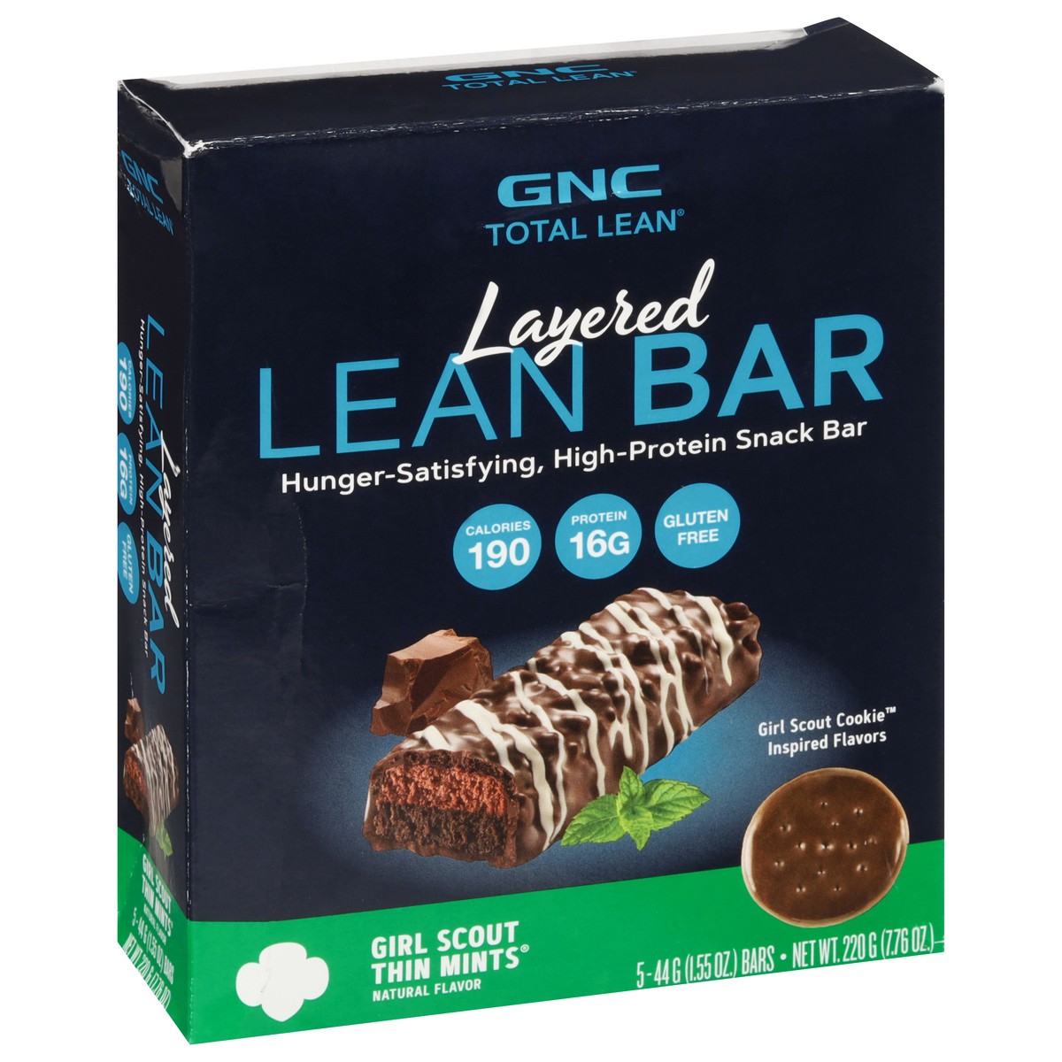 slide 8 of 9, GNC Total Lean Layered Girl Scout Thin Mints Lean Bar 5 - 1.55 oz Bars, 5 ct