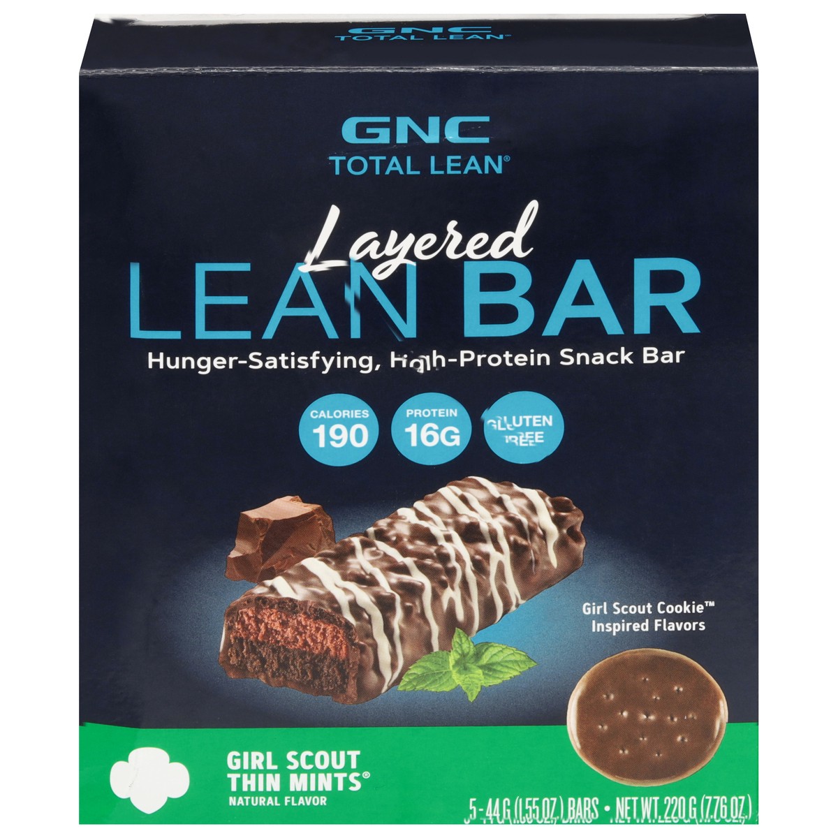 slide 1 of 9, GNC Total Lean Layered Girl Scout Thin Mints Lean Bar 5 - 1.55 oz Bars, 5 ct