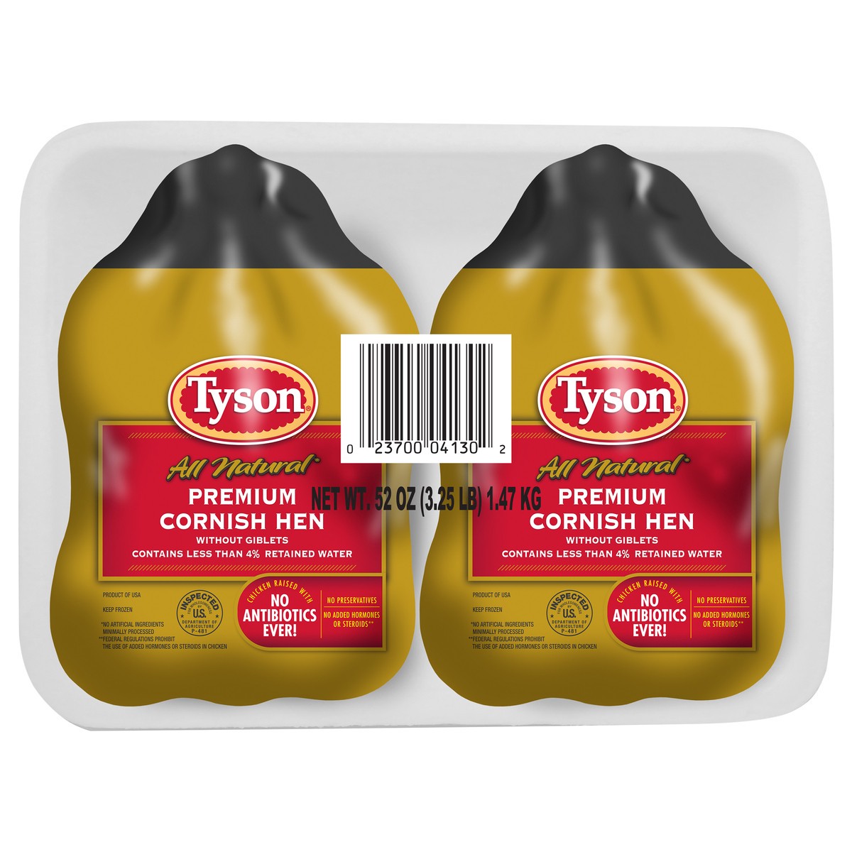 slide 5 of 6, Tyson Premium Whole Cornish Hen (Twin Pack), 3.25 lb. (Frozen), 1.47 kg