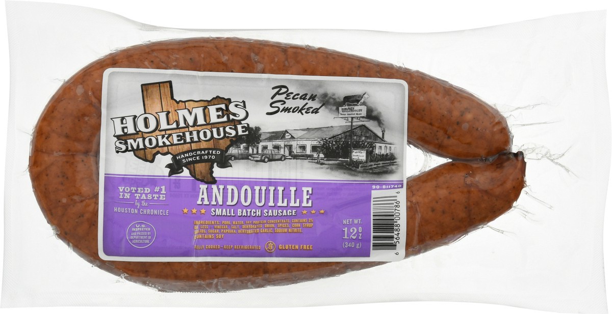 slide 4 of 14, Holmes Smokehouse Pecan Smoked Small Batch Andouille Sausage 12 oz, 12 oz