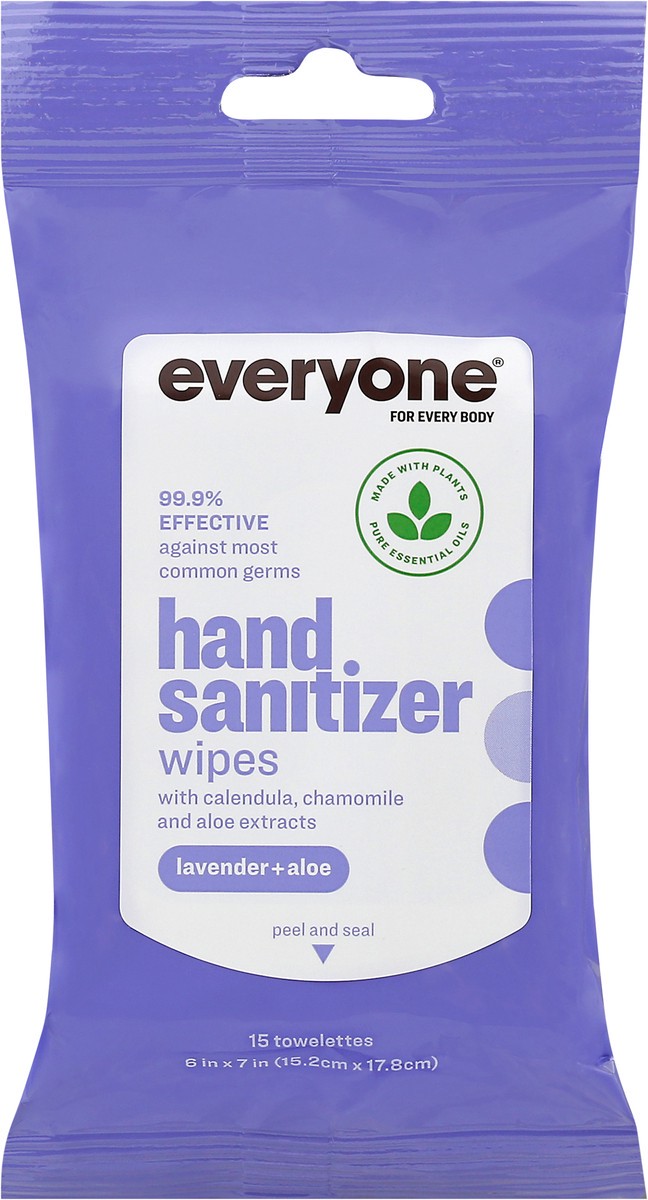 slide 9 of 9, Everyone Lavender + Aloe Hand Sanitizer Wipes 15 ea, 1 ct