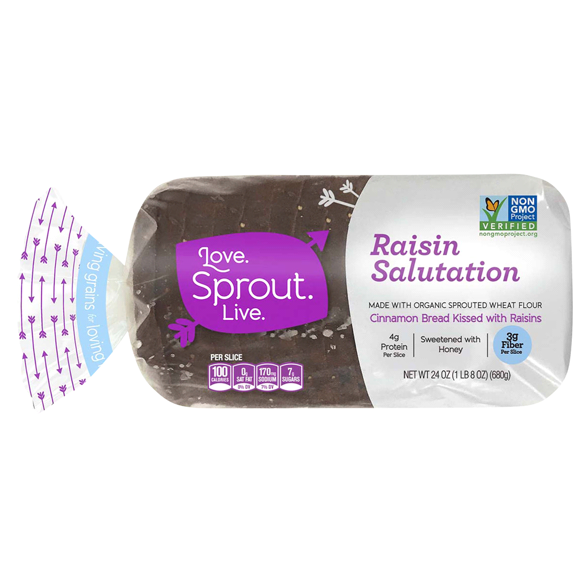 slide 1 of 1, Love Sprout Live Raisin Salutation Bread, 24 oz