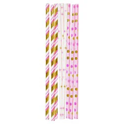 Papyrus Pink & Gold Paper Straws