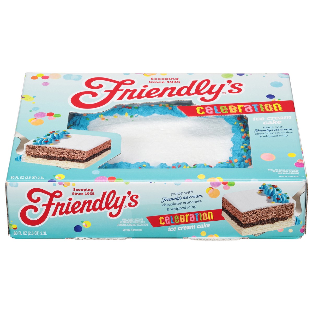 slide 1 of 14, Friendly's Celebration Blue Sheet Ice Cream Cake with Confetti - 80 Fl Oz, 80 fl oz