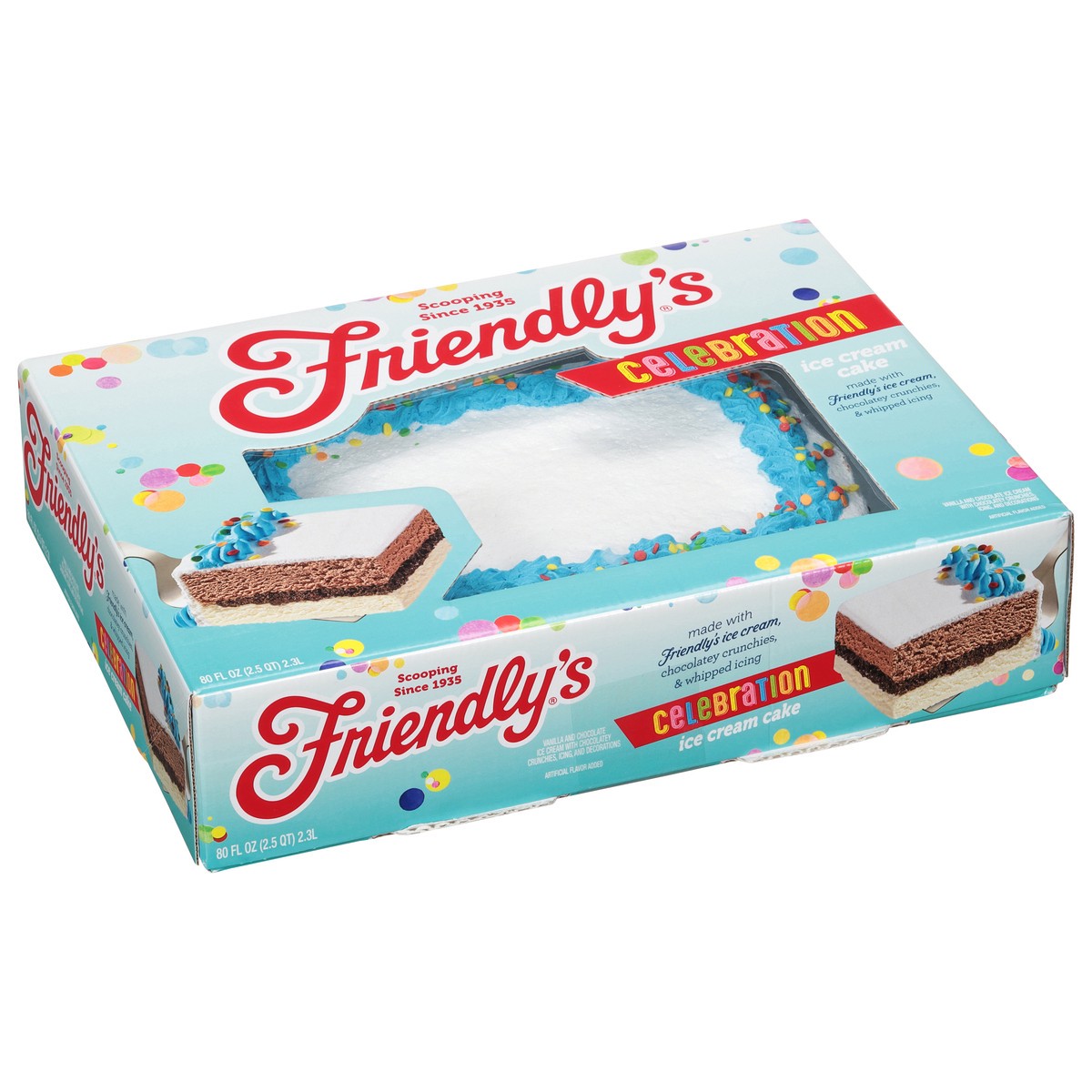 slide 5 of 14, Friendly's Celebration Blue Sheet Ice Cream Cake with Confetti - 80 Fl Oz, 80 fl oz