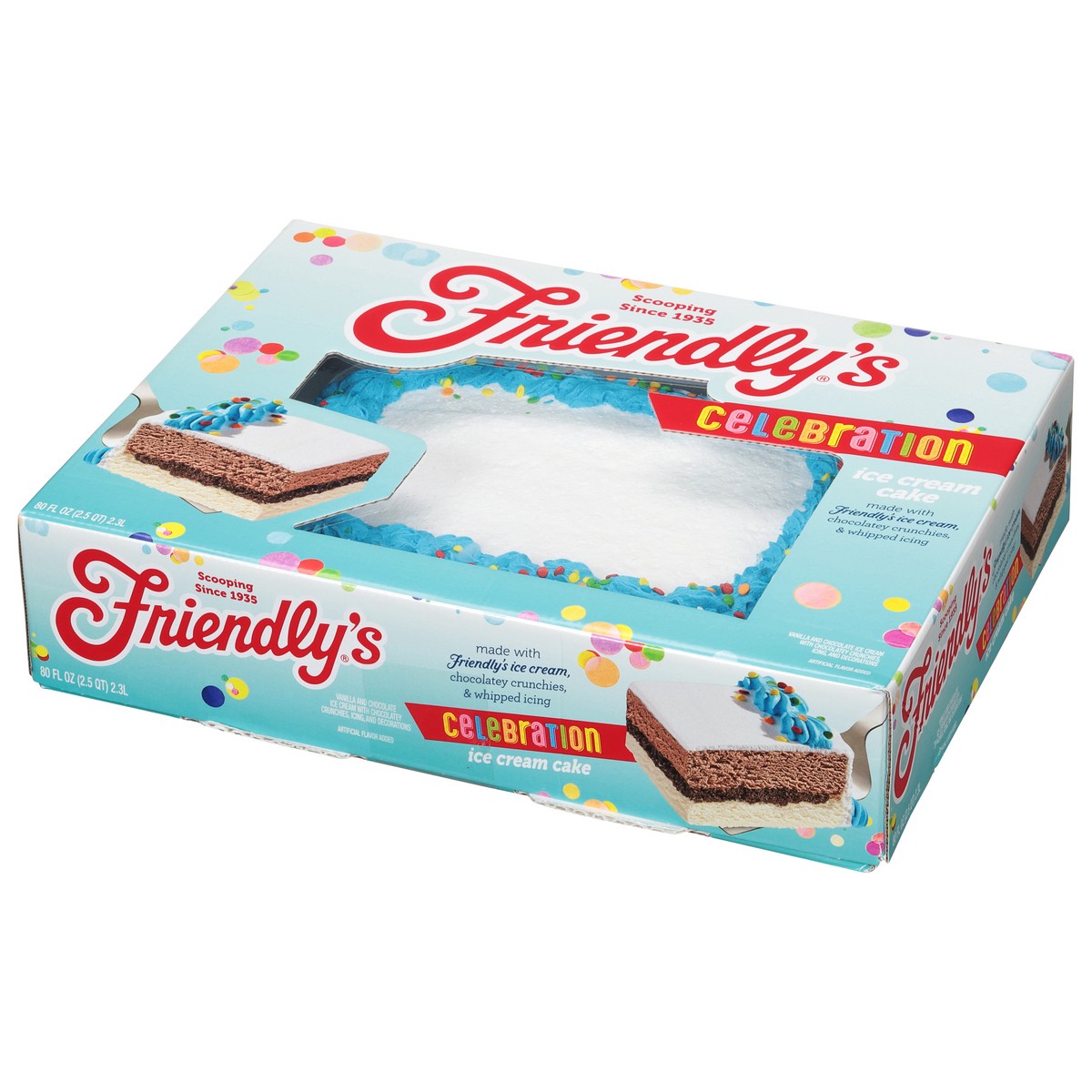 slide 6 of 14, Friendly's Celebration Blue Sheet Ice Cream Cake with Confetti - 80 Fl Oz, 80 fl oz