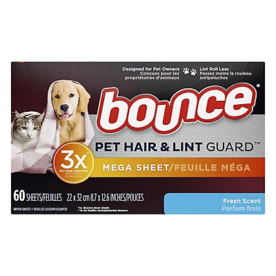 slide 1 of 1, Bounce Pet Hair & Link Guard Mega Dryer Sheets, 60 ct