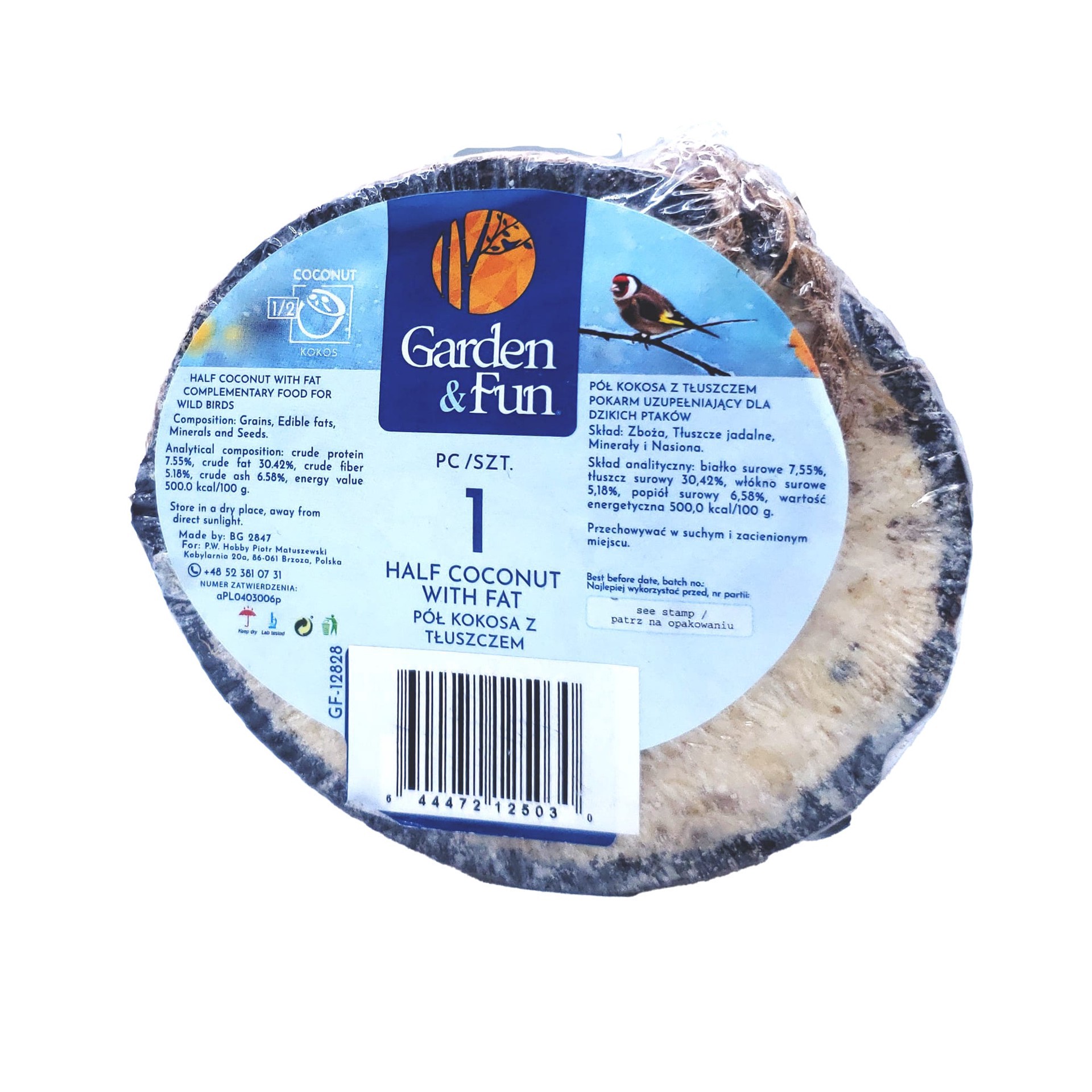 slide 1 of 1, A&E Cage Company Garden & Fun Half Coconut with Suet, 1 ct