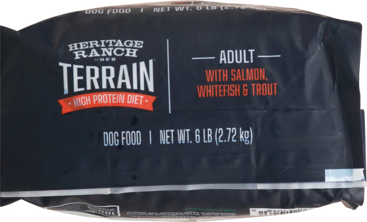 slide 7 of 10, Heritage Ranch by H-E-B Terrain Adult High Protein with Salmon, Whitefish & Trout Dry Dog Food, 6 lb