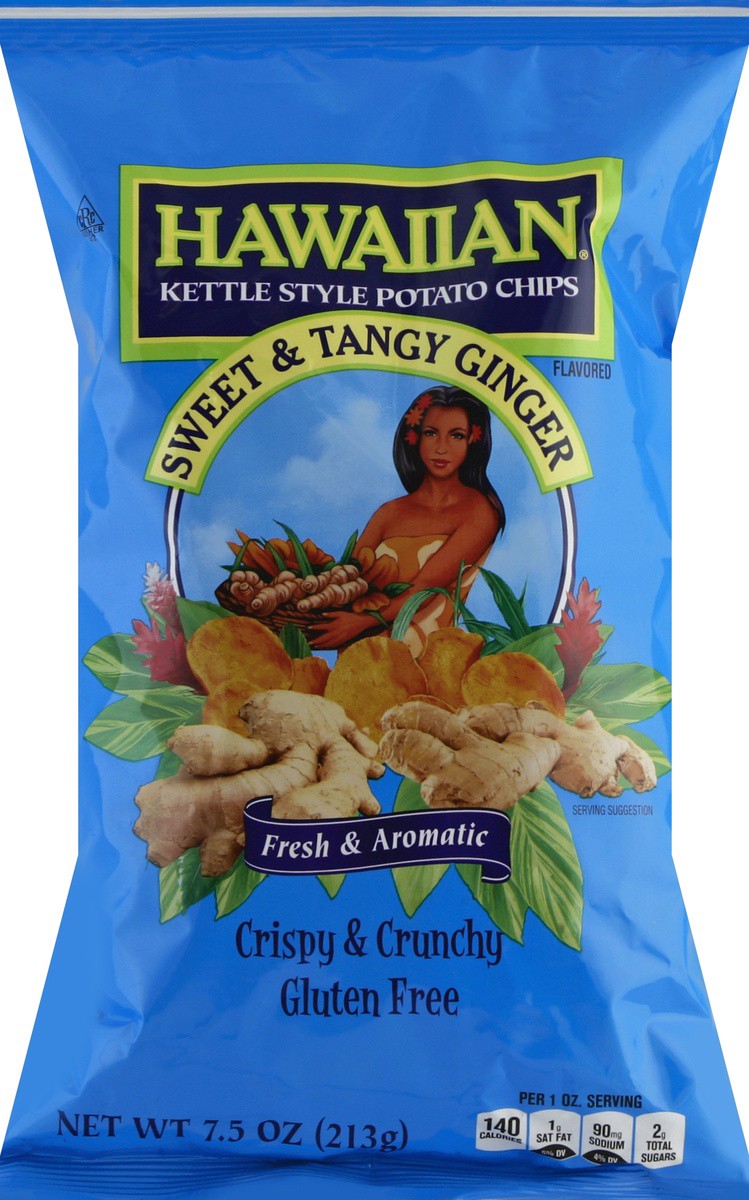 slide 4 of 7, Hawaiian Sweet & Tangy Ginger Flavored Crispy & Crunchy Kettle Style Potato Chips, 7.5 oz