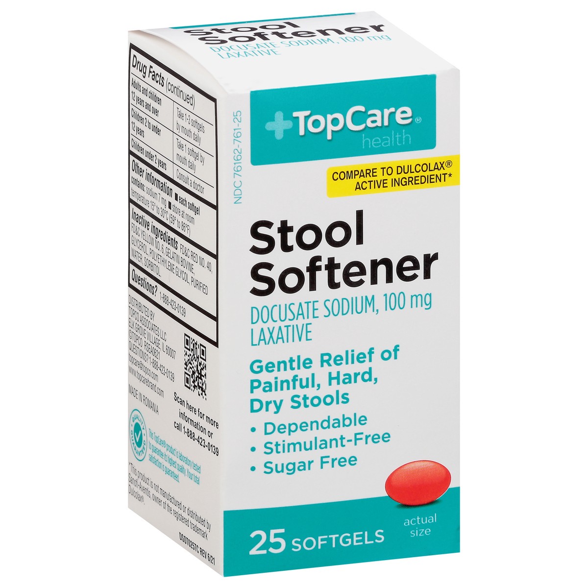 slide 2 of 9, TopCare Stool Softener, 25 ct