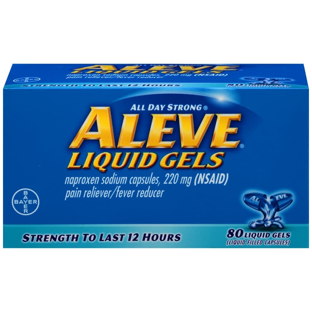 slide 1 of 1, Aleve All Day Strong Pain Reliever Fever Reducer Liquid Gels, 80 ct
