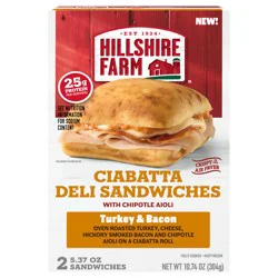 Hillshire Farm Turkey & Bacon Ciabatta Deli Sandwiches, 2 ct