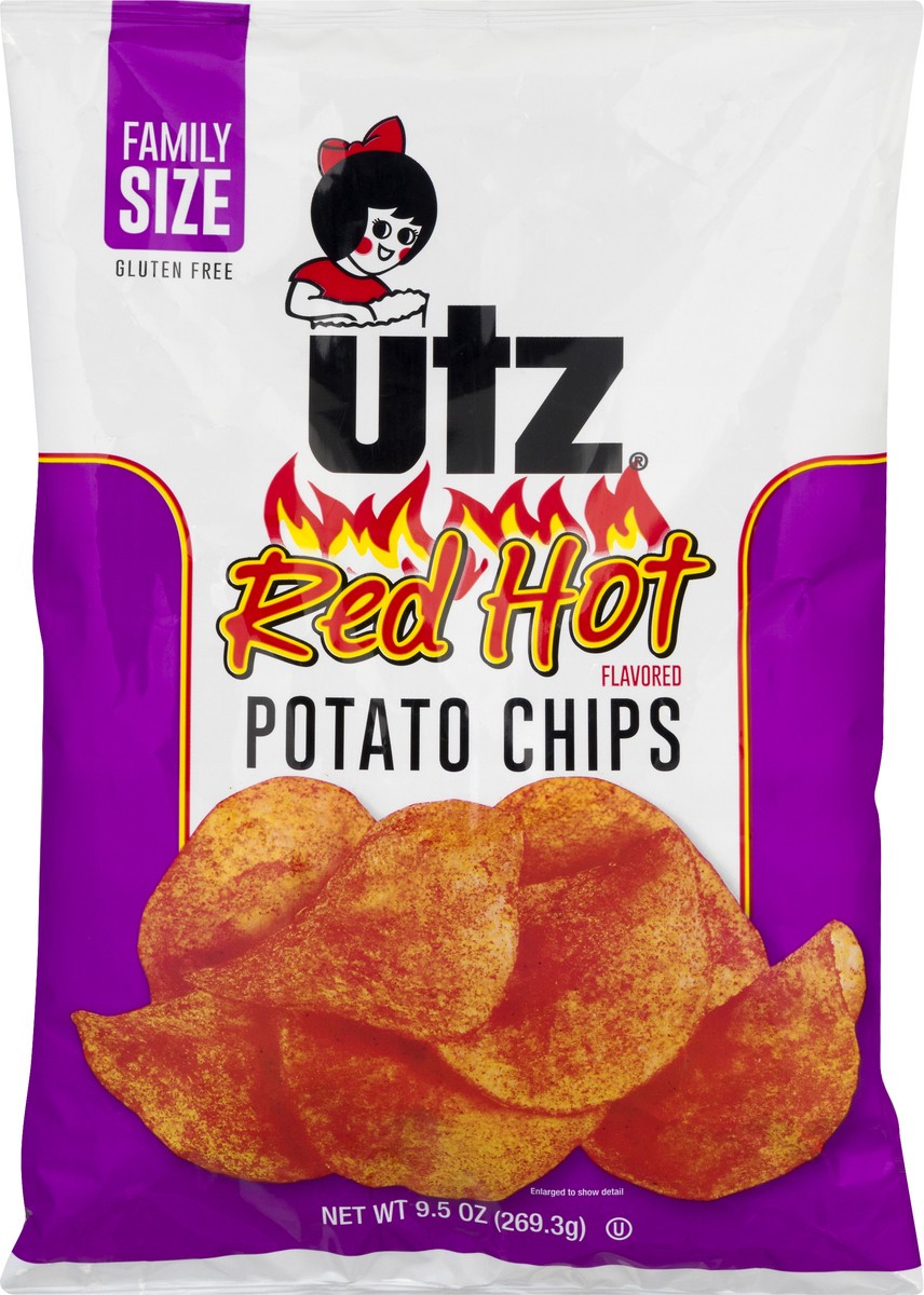 slide 1 of 9, Utz Family Size Red Hot Flavored Potato Chips 9.5 oz, 9.5 oz