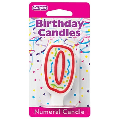 slide 1 of 1, Culpitt Red Numeral 0 Birthday Candle, 1 ct