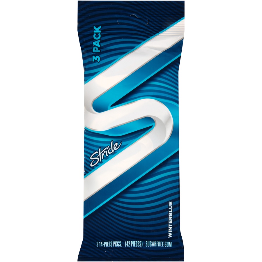 slide 1 of 6, Stride Winterblue Sugar Free Gum, 3 pk; 14 ct