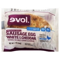 slide 1 of 1, EVOL Lean & Fit Chicken Apple Sausage Egg White & Cheddar Flatbread Sandwich, 4 oz