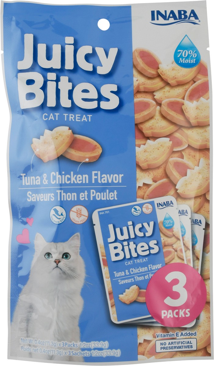 slide 4 of 11, Inaba Juicy Bites for Cats, Soft/Moist Cat Treats with Vitamin E, 0.4 Ounces per Pouch, 3 Pouches Total, Tuna and Chicken Flavor, 3 ct