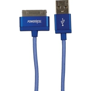 slide 1 of 1, PowerXcel Durable 30 Pin To Usb Sync & Charge Cable, Blue, 1 ct