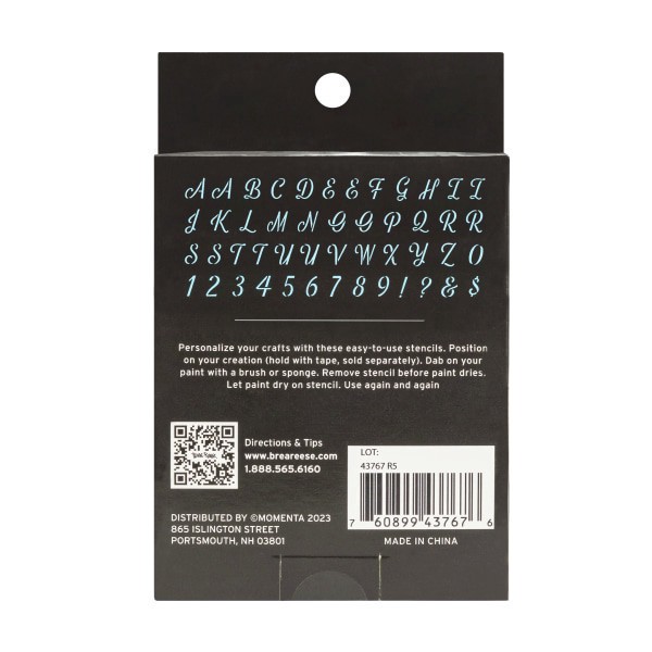 slide 2 of 6, Brea Reese Script Cardstock Stencils, 3"", White, Pack Of 48 Stencils, 48 ct