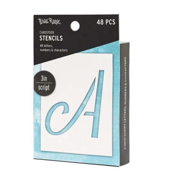 slide 5 of 6, Brea Reese Script Cardstock Stencils, 3"", White, Pack Of 48 Stencils, 48 ct
