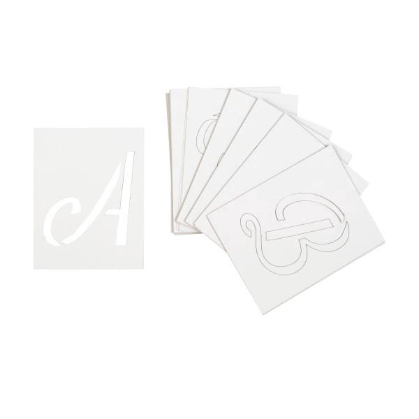 slide 4 of 6, Brea Reese Script Cardstock Stencils, 3"", White, Pack Of 48 Stencils, 48 ct