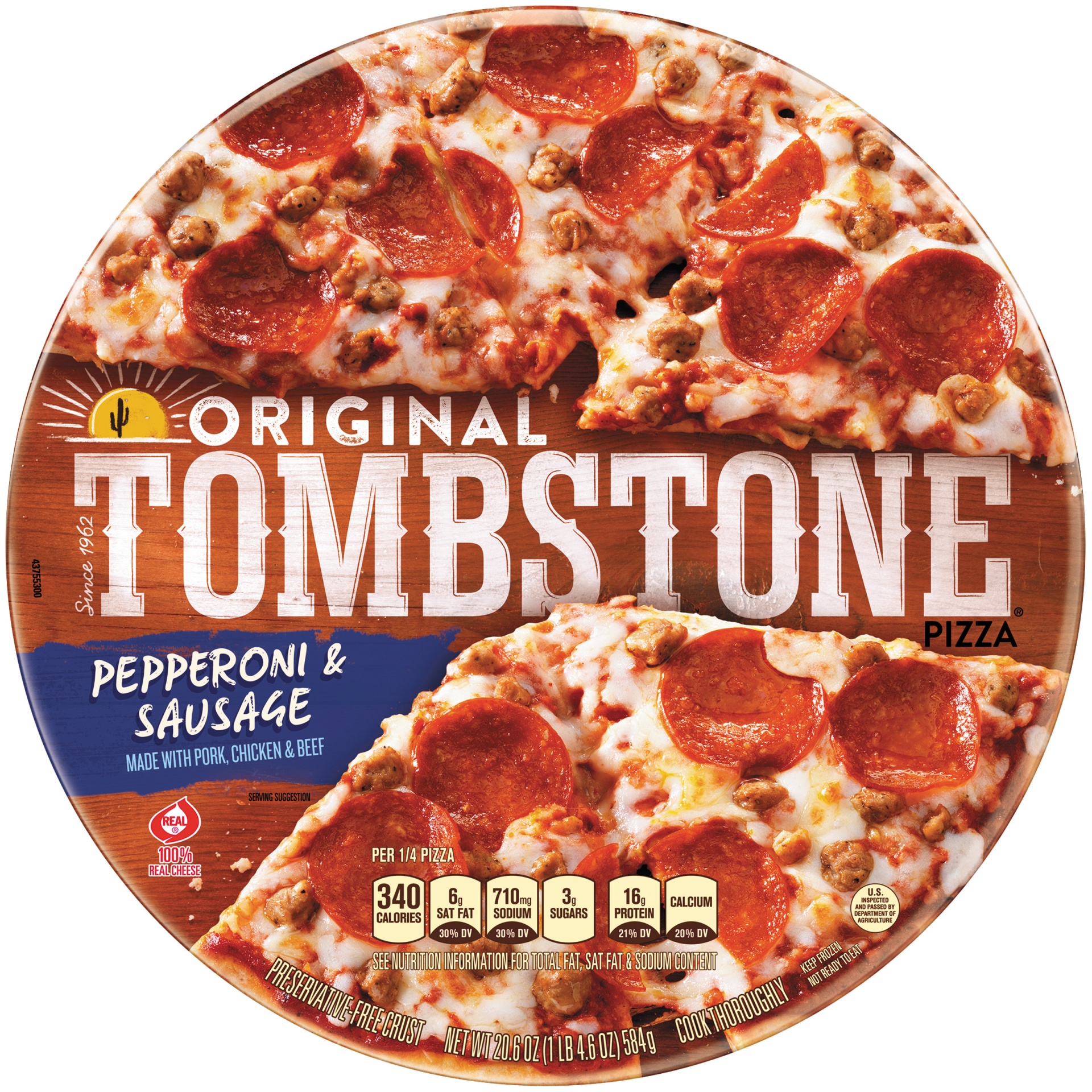 slide 1 of 7, Tombstone Original Pepperoni & Sausage Pizza, 22 oz