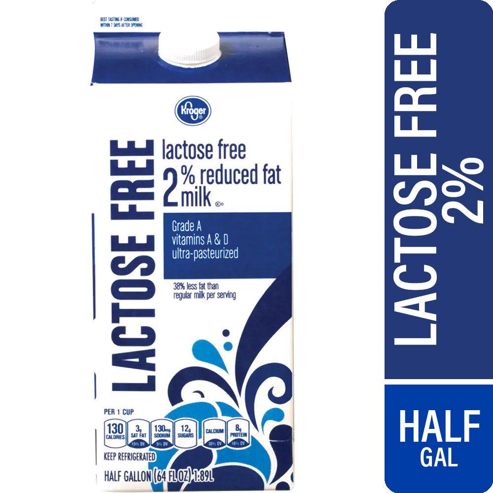 slide 1 of 3, Kroger Lactose Free 2% Reduced Fat Milk, 1/2 gal
