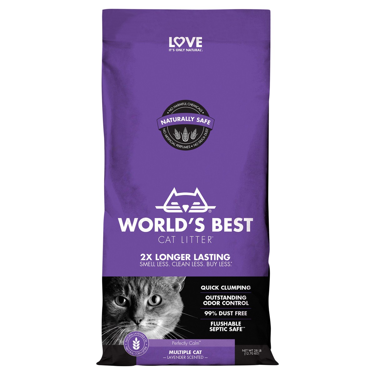 slide 1 of 6, World's Best Cat Litter World''s Best Cat Litter Multiple Cat Lavender Scented 28 LBS, 28 lb